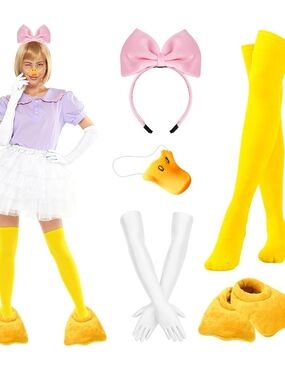 Halloween Women's Pink Bow Headband and Yellow Costume Accessories Set Brand New
